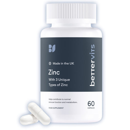 Bettervits Zinc | Formulated with 3 Unique Types of Zinc | Daily Dose | Vegetarian-Friendly