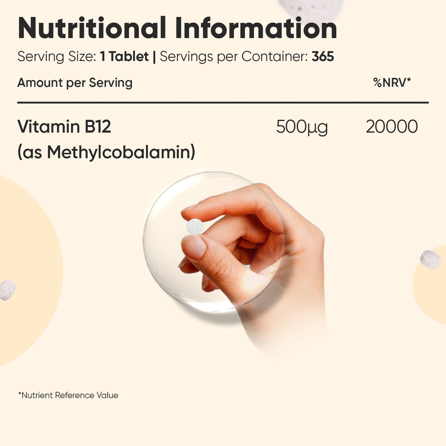 WeightWorld Vitamin B12 Tablets - 365 Tablets - 1 Year Supply - 1 a Day - 500mcg - Easy to Swallow & Small in Size (6mm) - Bioavailable Methylcobalamin Form - Vegan Vitamin B12 Supplement for Men & Women
