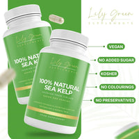 Lily Green Supplements Lily Green Organic Sea Kelp | 500mg Per Serving Thyroid Support Supplement | 435mcg of Iodine Supplement per Capsule | Non-GMO & No Artificial Fillers Cognitive Supplements | 90 Capsules | Made in UK