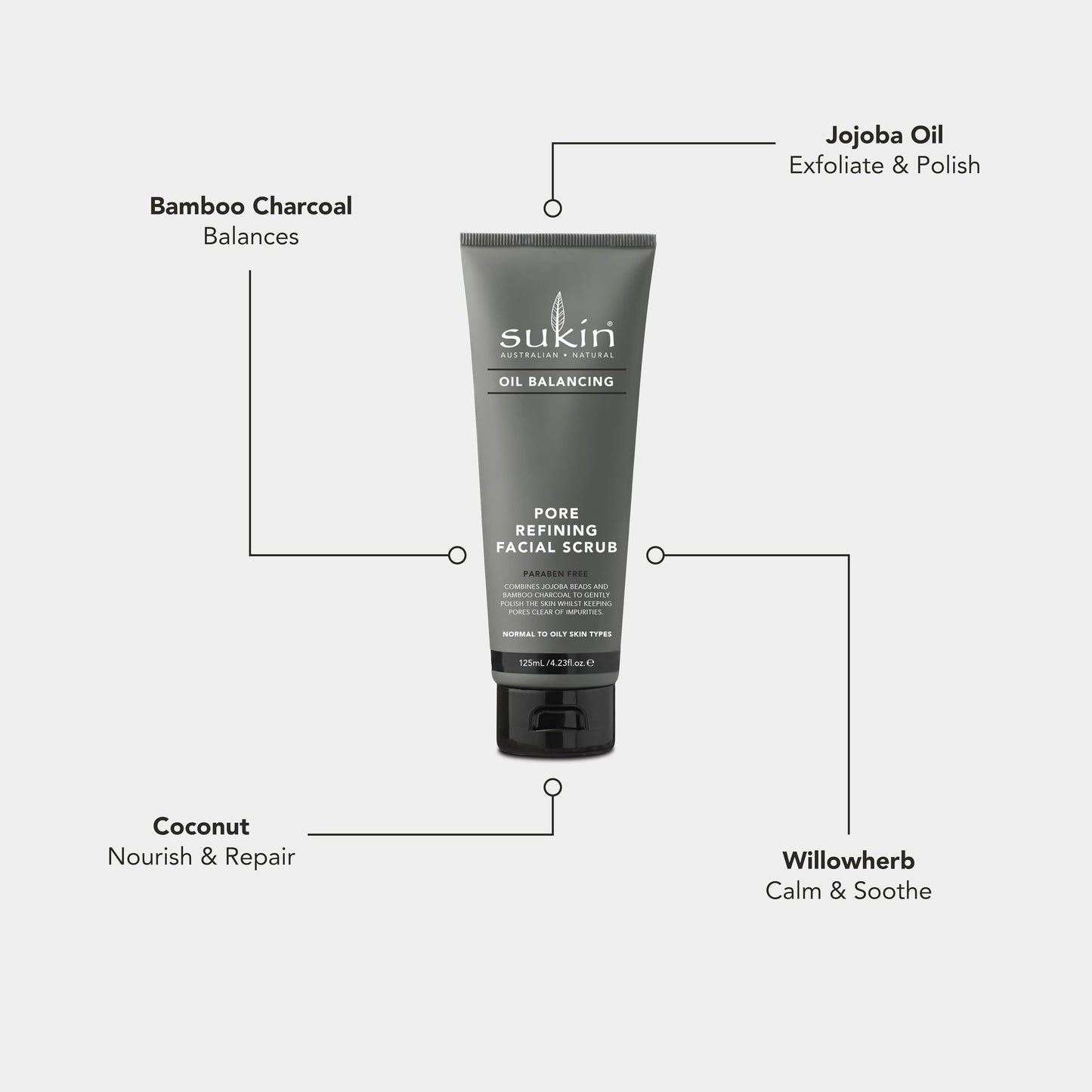 Sukin Oil Balancing Pore Refining Facial Scrub 125ml