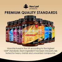 Cod Liver Oil Capsules 1000mg - 90 Cod Liver Capsules High Strength Softgels- Cod Liver Oil Rich in Omega 3 EPA DHA Fatty Acids + Vitamins A & D, High Strength Fish Oil - UK Made, by New Leaf