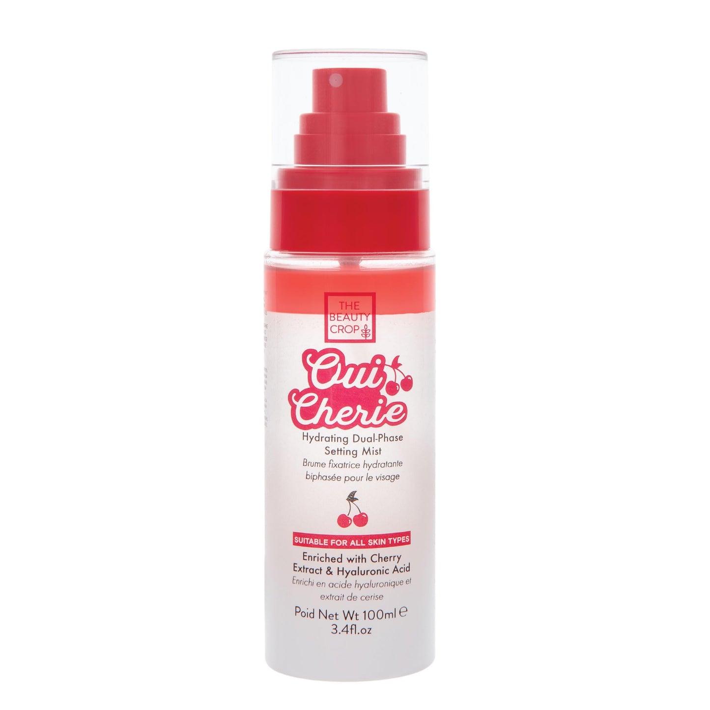 The Beauty Crop Oui Cherie Mist - Hydrating Dual-Phase Setting Spray with Cherry Extract and Hyaluronic Acid, Vegan Friendly - 100 ml