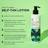 Crazy Angel Vegan Self-Tan Lotion (Medium/Dark Tan). Made in UK. 200ml.