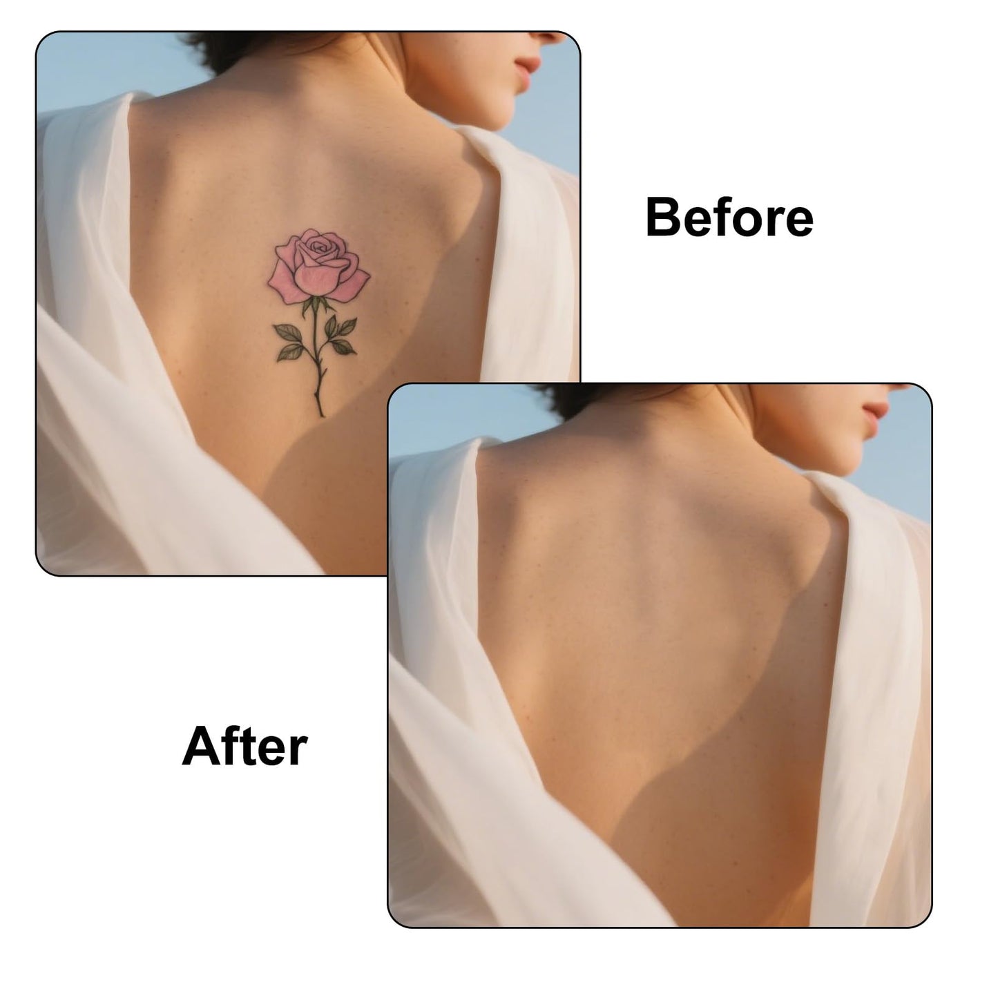 Lyreh 8pcs Tattoo Cover Sticker, 5.12x3.35in Waterproof Patch Sweat-Proof Invisible Ultra-Thin Second Skin Tattoo Cover Up Tape Concealer Sticker for Covering Scar and Birthmarks(Skin Color)