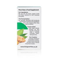 Living Nutrition Organic Fermented Turmeric Food Supplement (60 Caps) - 600mg Fermented Turmeric Per Serving - Powerful Levels of Activated Curcumins