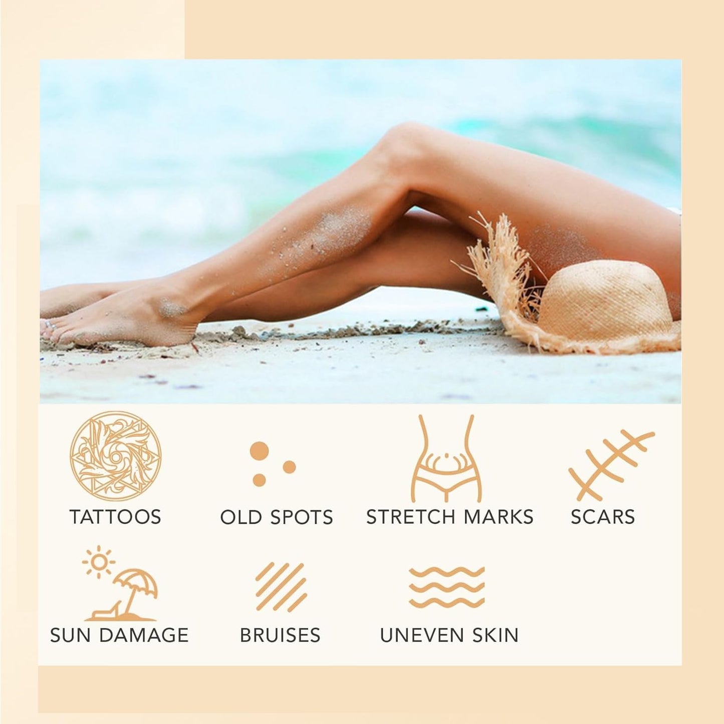 QUIWEN Waterproof Leg Makeup, Long-Lasting Even Skin Colour, 40ml, Set of 2