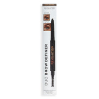 Makeup Revolution Duo Brow Definer Pencil, Add Definition, Includes Brush, Dark Brown