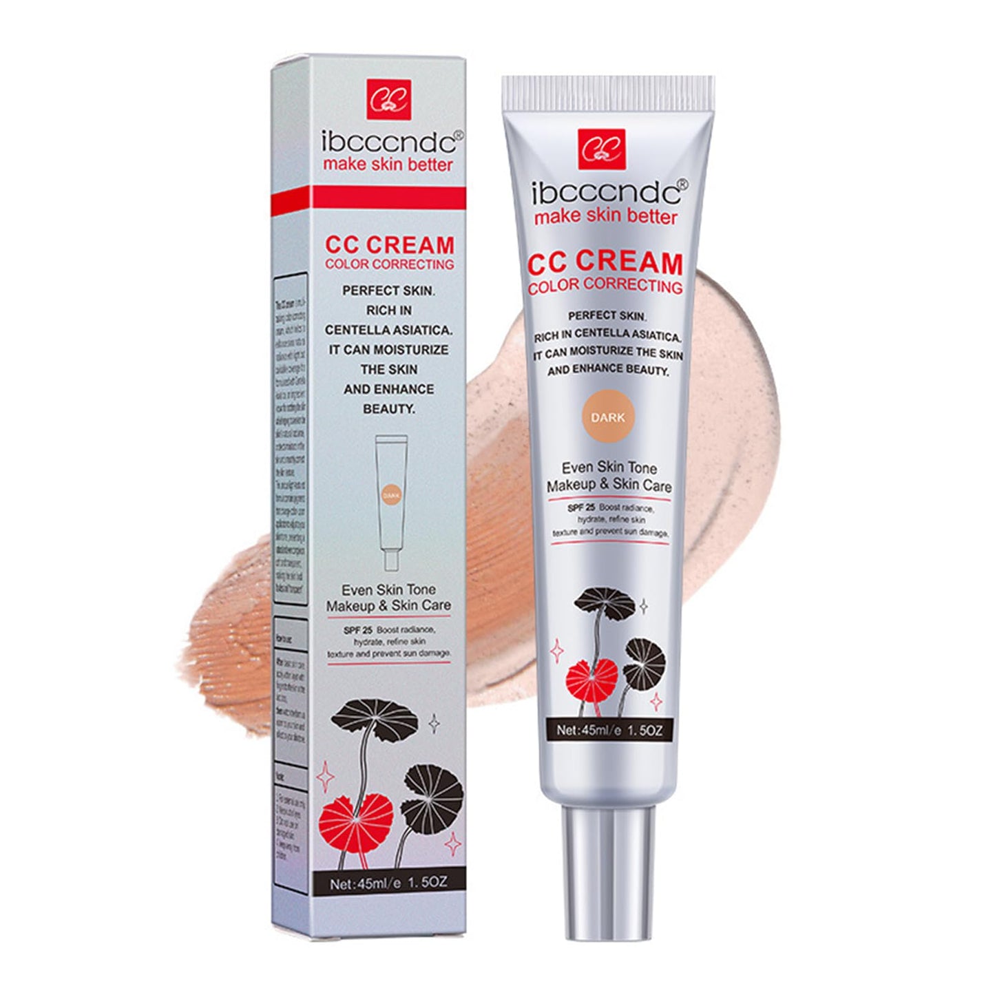 CC Cream with Centella Asiatica - Color Changing CC Cream - Lightweight Skin Tinted Moisturiser and Brightening Face Cream - Full Coverage Invisible Pores Face Concealer Makeup CC Cream SPF 25