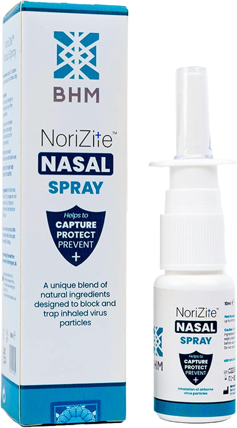 BHM NoriZite Nasal Spray - Long-lasting Natural Barrier Designed to Help for Virus Protection and Cold & Flu Blocker | 6+ Hrs Protection