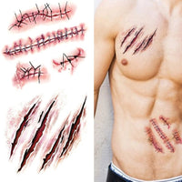 Healifty HEALIFTY Wound Stitch Scar Scab Waterproof Temporary Tattoo Sticker Halloween Props