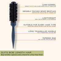 md london. mdlondon BRUSH Boar (32mm Dia. Barrel). Small Round Hair Brush for Fine or Thin Hair, Boar Bristle Brush for Short Hair, Round Blow Dry Brush - Genuine mdlondon Hairbrushes for Women & Men