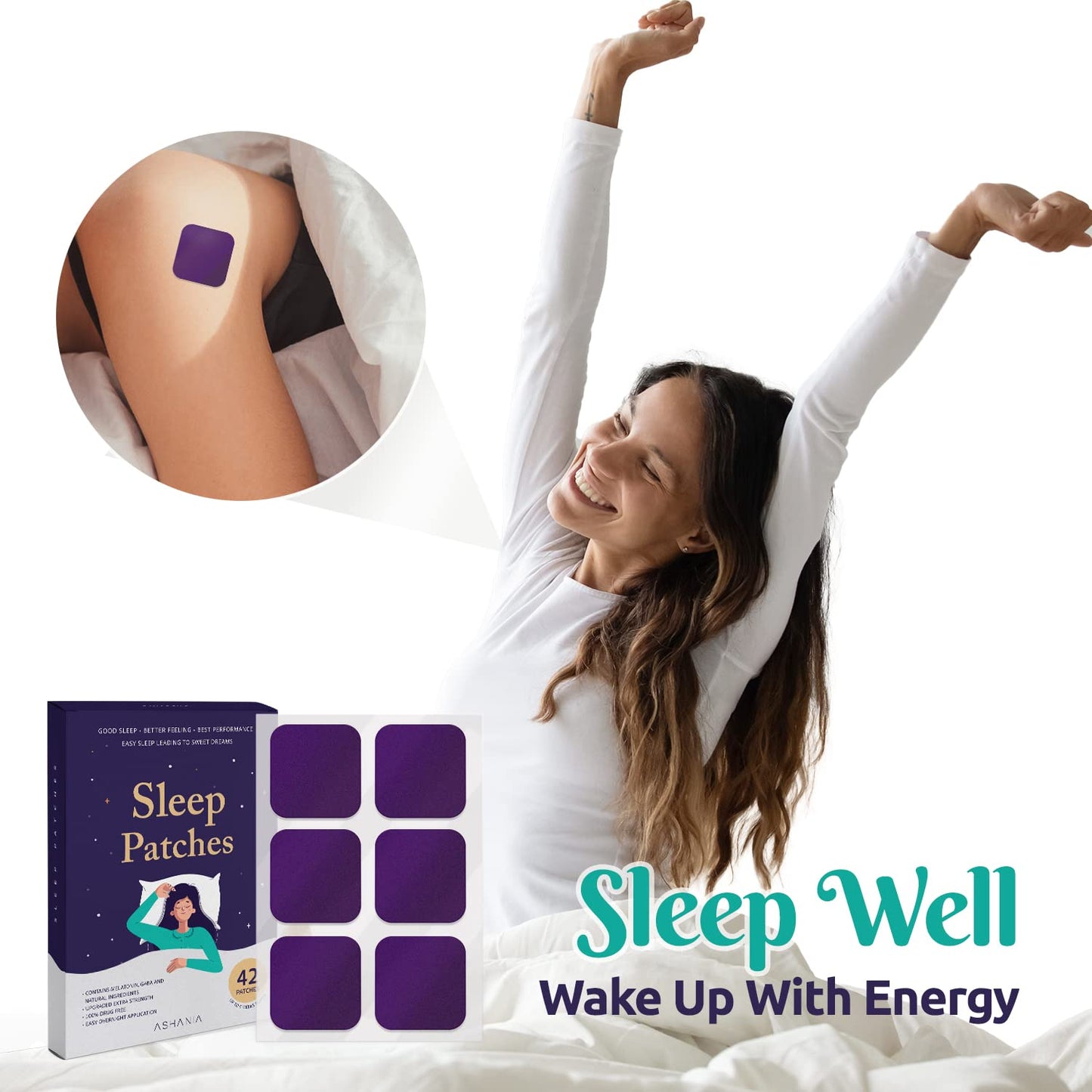 Ashania Sleep Patches, Sleep Patches for Adults, 42 Patches, Easy to Apply and Comfortable, Premium Ingredients, for Men and Women