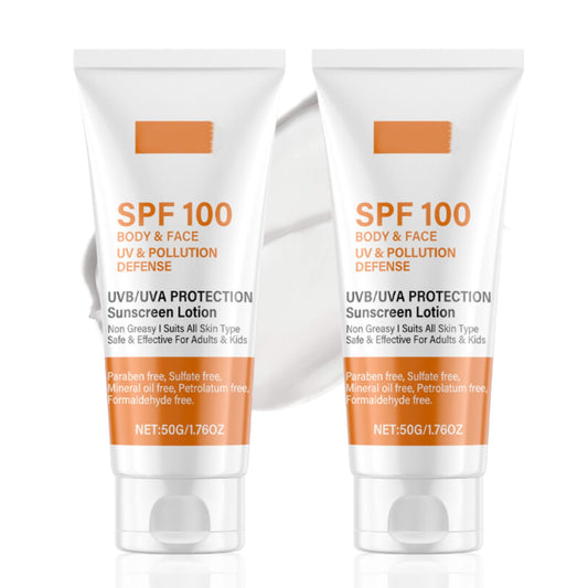 ISBEAUSOLS 2pcs Sunscreen Spf 100 - Face Sunscreen - Waterproof Spf 100 Moisturiser for Body Care - UVB/UVA Protection Sun Cream Spf 100- Factor 50 Face Cream anti Wrinkle Prevent Sunburn&Tanin