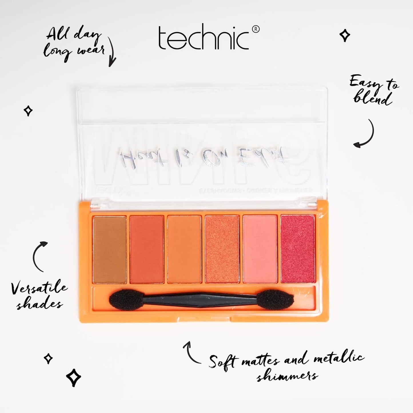 Technic Mini Edit 6 Eyeshadow Palette, Long Lasting and Blendable Matte & Shimmer Shades 7.2g (Heat Is On)