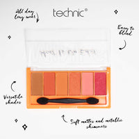 Technic Mini Edit 6 Eyeshadow Palette, Long Lasting and Blendable Matte & Shimmer Shades 7.2g (Heat Is On)