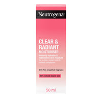 Neutrogena Clear & Radiant Moisturiser (1x 50ml), Daily Facial Cream for Dry Skin Prone to Blemishes, Uplifting Oil-Free Moisturiser with Pink Grapefruit Fragrance, for a Clearer, Radiant Skin