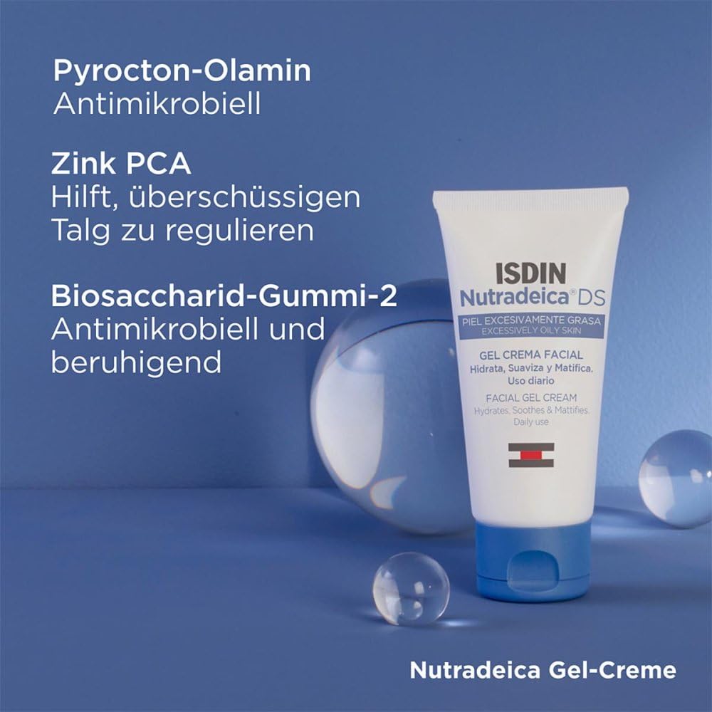 ISDIN Nutradeica Facial Gel Cream 50ml | For Seborrheic Skin | Hydrates, Soothes and Matifies skin