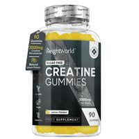 WeightWorld Creatine Gummies 3000mg for Men & Women - 90 Chewable Creatine Monohydrate Gummies (1 Month Supply) - Natural Lemon Flavoured Creatine - Pre Workout Gym Supplement (Not Creatine Monohydrate Tablets)