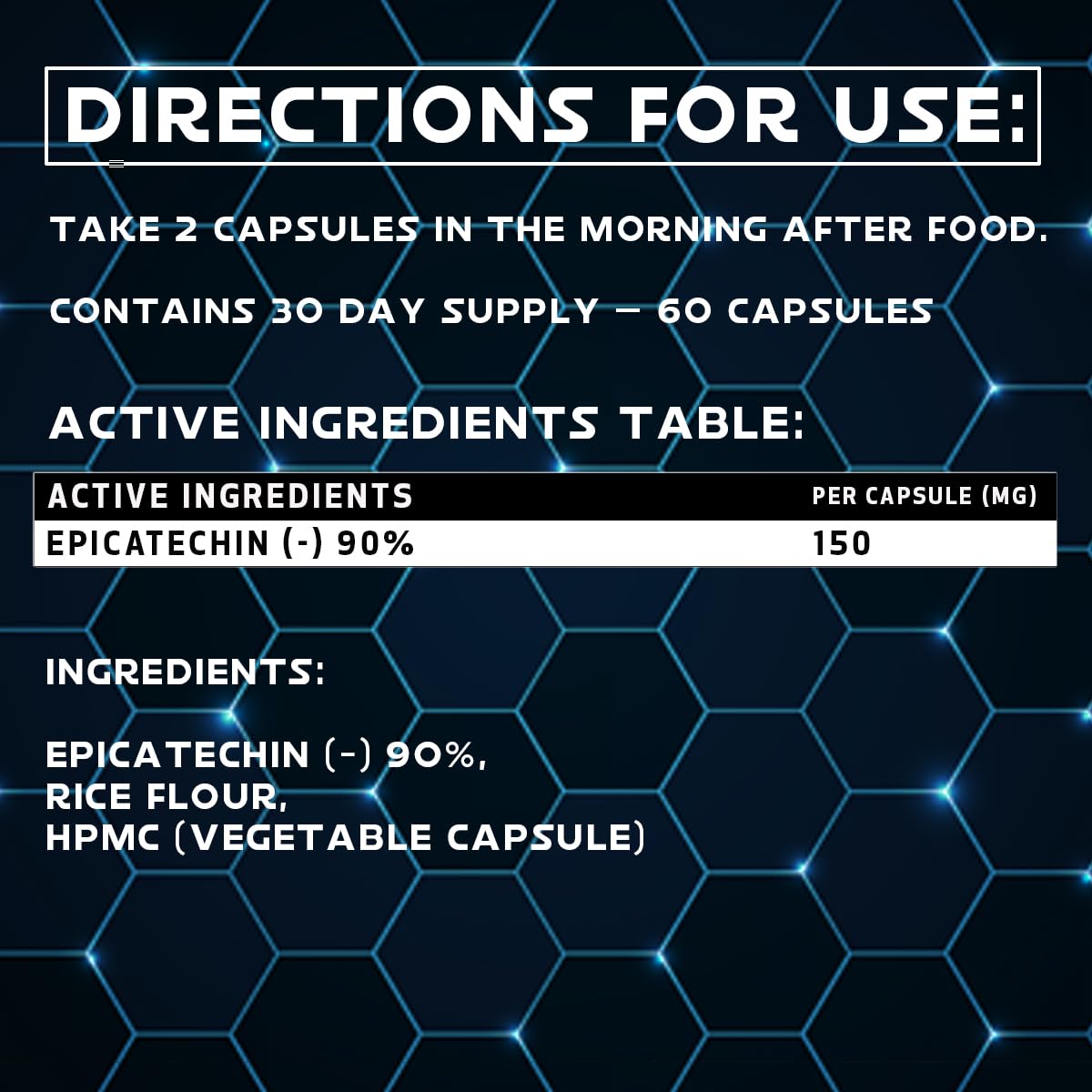 Optimised Research Labs EPI – 90 Epicatechin Supplement High Strength Muscle Builder, Muscle Recovery, Increase Strength & Endurance, Antioxidant, 30 Day Supply – 150mg (-) 90% Vegan Friendly