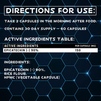 Optimised Research Labs EPI – 90 Epicatechin Supplement High Strength Muscle Builder, Muscle Recovery, Increase Strength & Endurance, Antioxidant, 30 Day Supply – 150mg (-) 90% Vegan Friendly