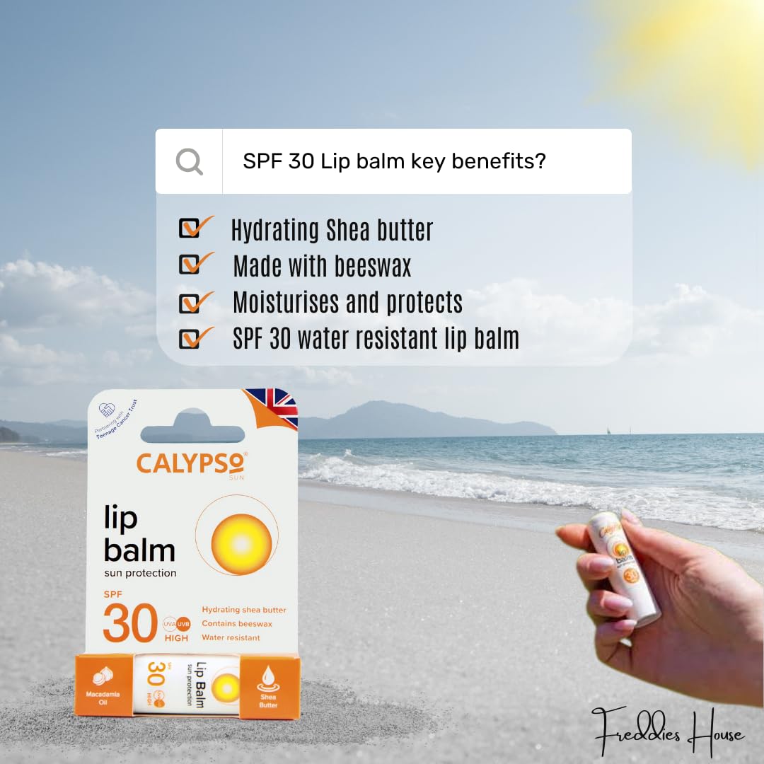 Freddies House Calypso Sun Protection Twin Pack for Adults & Kids: SPF 50 Roll On Sunscreen & SPF 30 Lip Balm - Travel-Friendly Suncare Essentials