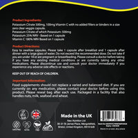 NEO-NUTRITION Potassium Supplement High Strength 1200mg with Vitamin C | Electrolyte Tablets | Potassium Citrate | 60 Count | 100% Vegan NEO NUTRITION