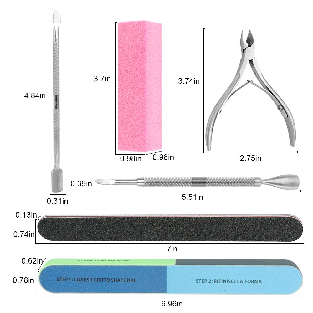 Nail File Set, WOVTE 11 Pcs Nail Files Block 7 Ways Buffer Block Buffer Block Sponge Polished, Come with Cuticle Nipper and Pusher for Dead Skin Nail Trimming Manicure Tools