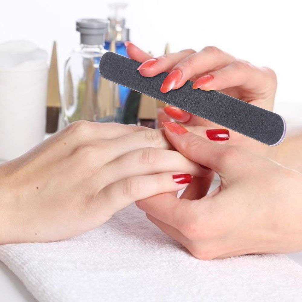 Lictin Pack of 16 Professional Nail Files Double Sided Emery Board (120/240 Grit)(Black)