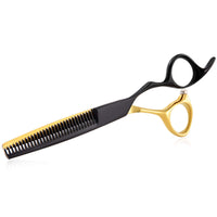 SMITH CHU Hairdressing Scissors Hair Thinning Scissors Blending Texturizng Shears Professional Stylist Hairdresser Haircut Salon Barber Scissors for Man, Women and Kids 6 Inch Black Gold
