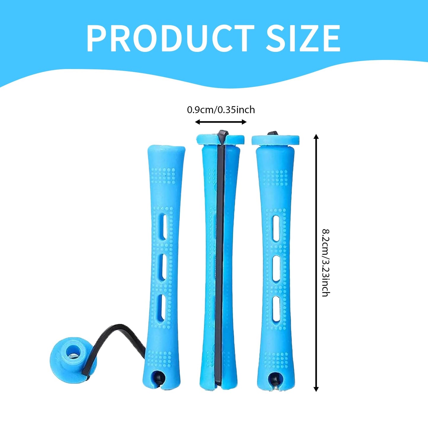 strrng 60 Pcs Perm Rods, 0.35 Inch No Damage Perming Rods, Small Blue Perm Rollers, Reusable Portable Perms Curlers, Perming Kit for Women & Men Natural Hairs Long Short Hairs Styling Tool.(Blue)