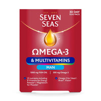 Seven Seas Omega-3 & Multivitamins Man, With B Vitamins and Magnesium, 30-Day Duo Pack, 30 Omega-3 Capsules and 30 Multivitamin Tablets