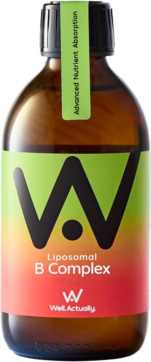 WELL ACTUALLY Liposomal Vitamin B Complex High Strength and Bioavailability - 8 Essential B Vitamins Complex for Energy, Brain, Metabolism Support - Tropical Flavour (50 Servings)