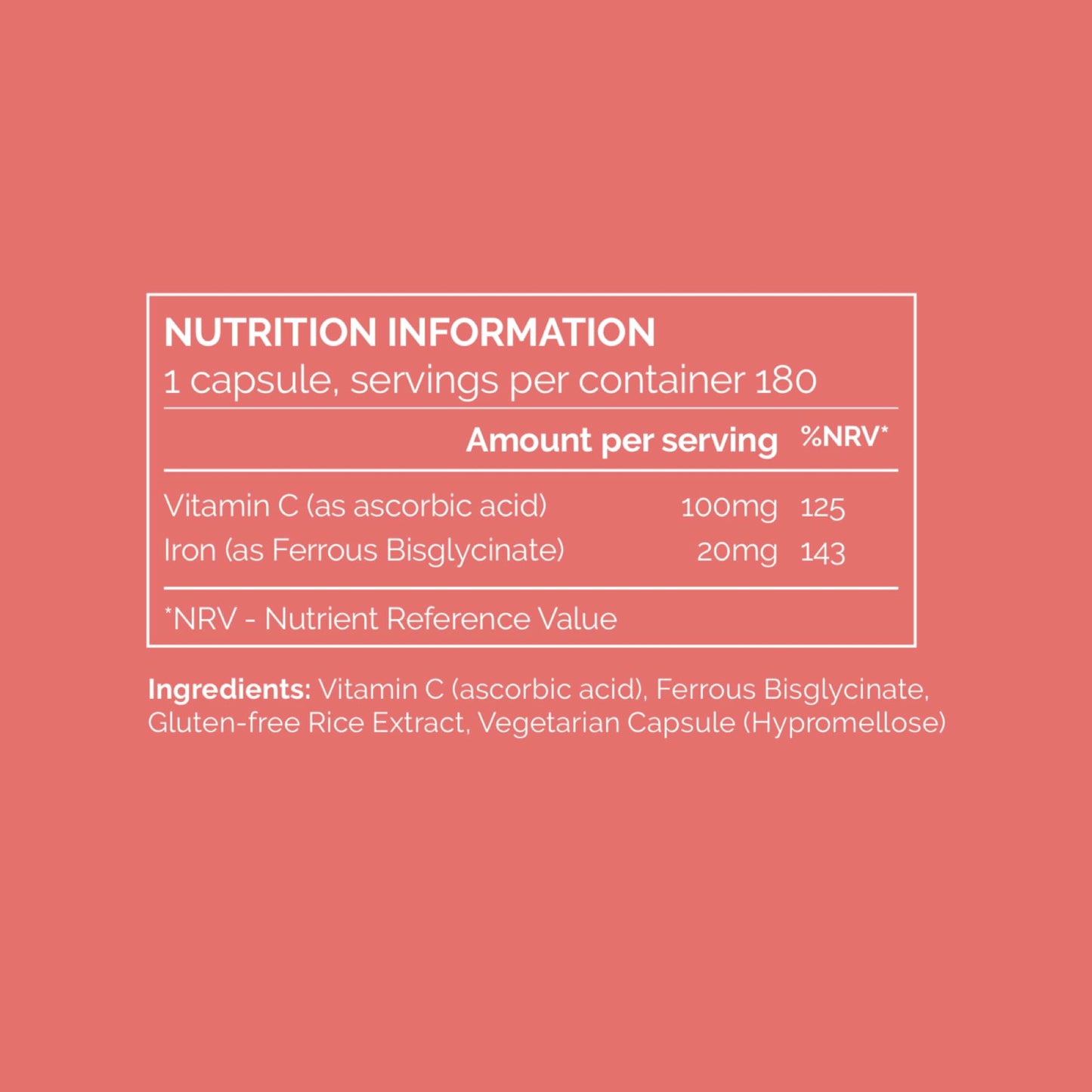 Honest + Good Iron Bisglycinate + Vitamin C – 4X More Absorbable | 20mg Iron + 100mg Vitamin C | 180 Capsules (6-Month Supply)