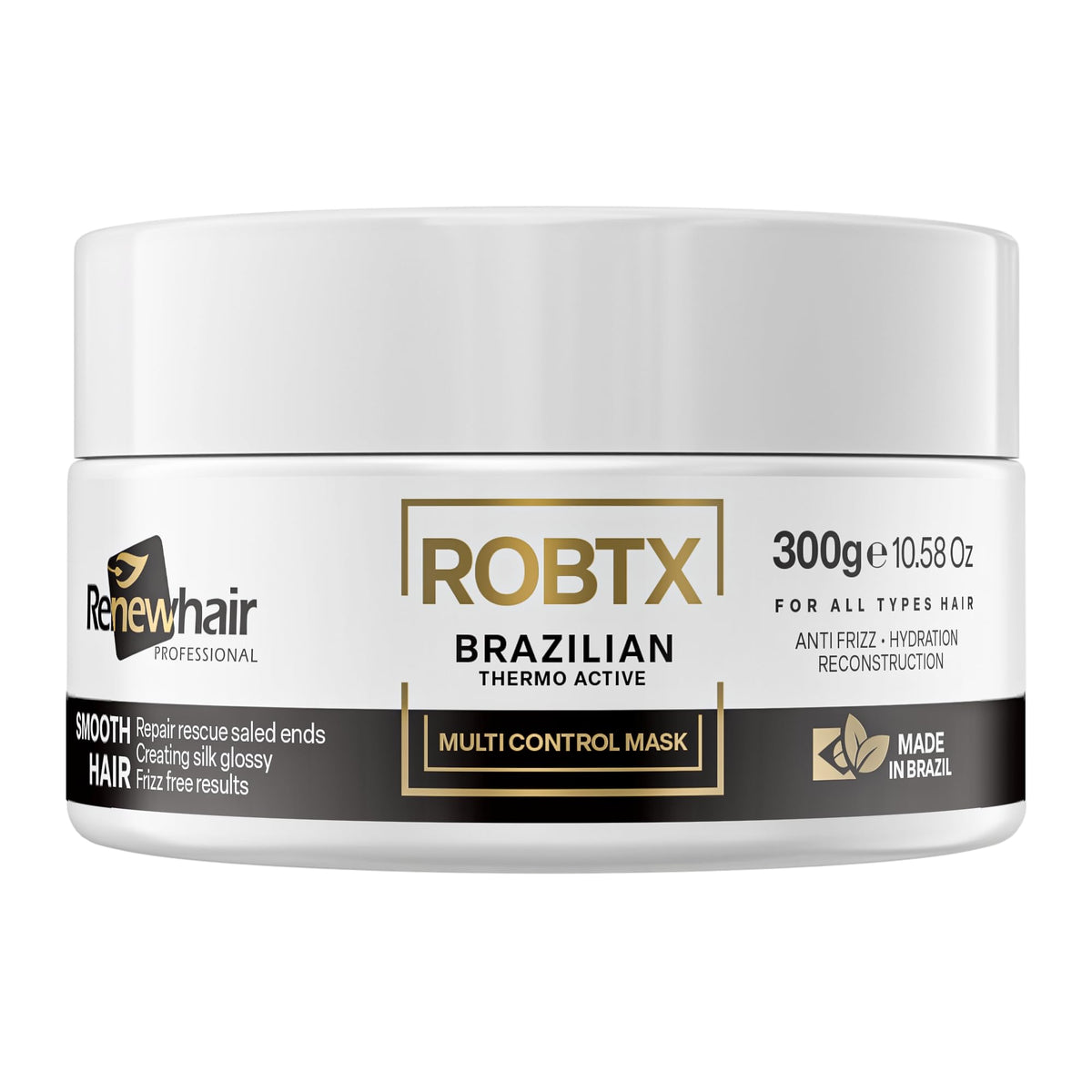 RENEW HAIR PROFESSIONAL Renew hair Professional ROBTX Vegan Brazilian Hair Treatment Mask – Anti-Frizz, Thermo-Active, smart Formula for Volume Control, Shine & Softness – 300g