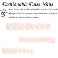 HERBINSOLS French Tip Press on Nails - 24Pcs Natural White Square Tips - Full Cover Nude Stick on for Women Girls Art