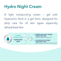 Novaclear Hydro Night Cream – Lightweight Gel Moisturizer with Hyaluronic Acid, Vitamin E & Antioxidants – Deep Hydration & Skin Renewal Cream 50 ML