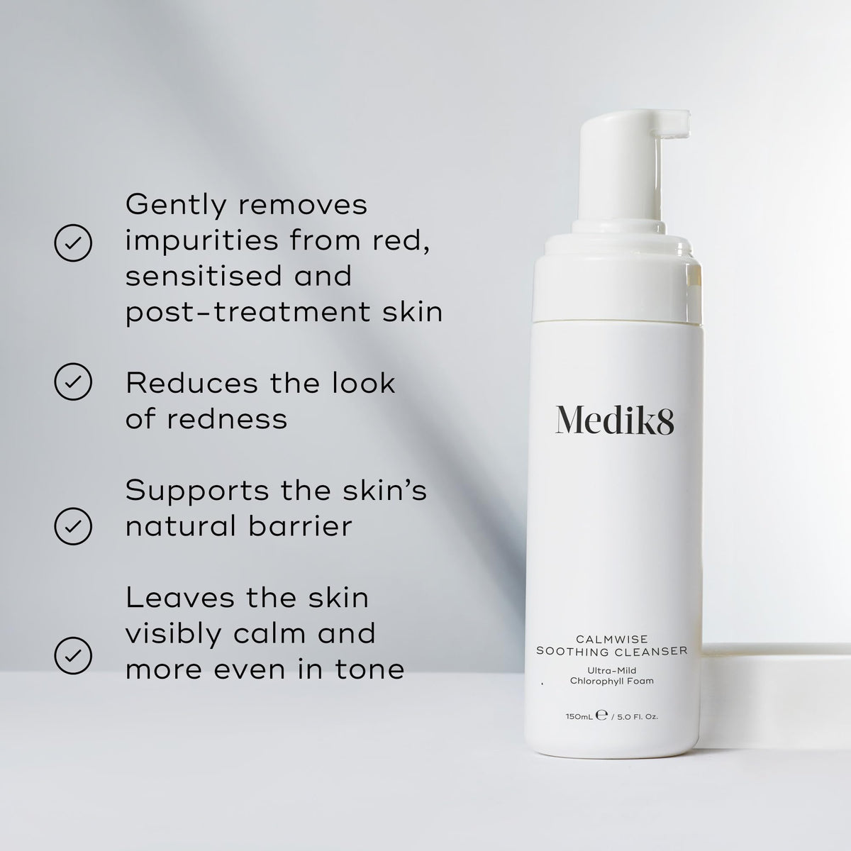 Medik8 Calmwise Soothing Cleanser, Ultra-Mild Chlorophyll Foam - 150ml