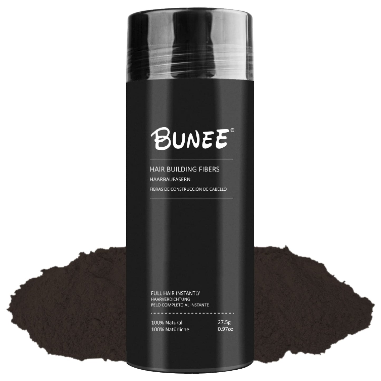 Maxter Bunee Hair Fibres - Hair Thickener - Hair Loss Coverage in 30 Seconds - 100% Natural Cotton Hair Powder Women and Men (Dark Brown 27.5g)