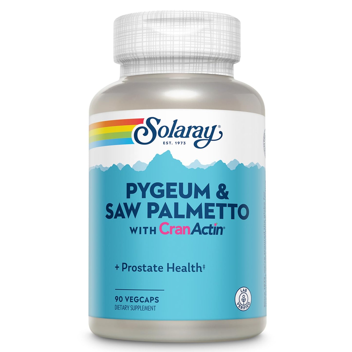 SOLARAY Pygeum and Saw Palmetto with CranActin - Prostate Health Supplement with Pygeum Bark, Saw Palmetto Extract and Cranberry Extract, Lab Verified, 60-Day Guarantee (15 Servings, 90 VegCaps)