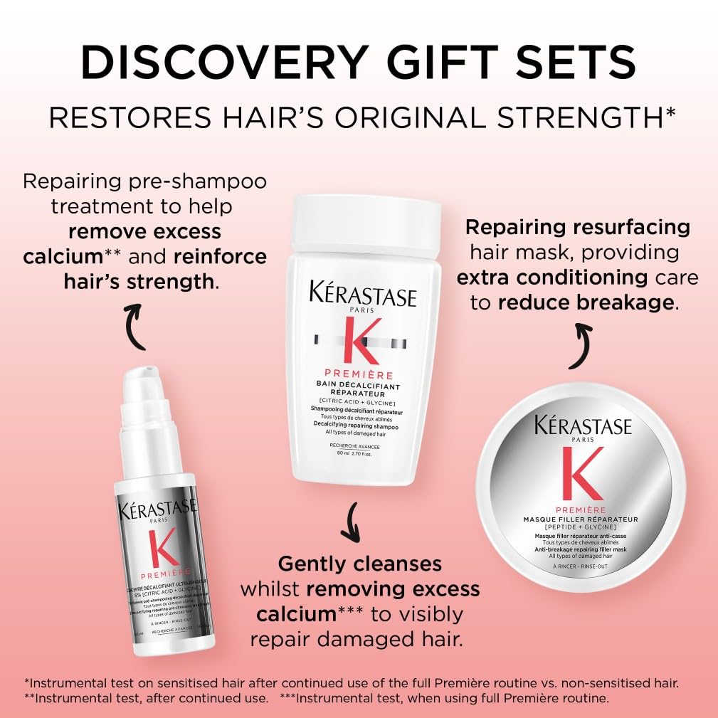 KÉRASTASE Kérastase Première Discovery Gift Set - Bonding Pre-Shampoo Treatment, Bonding Advanced Repairing Shampoo & Deep Nutrition Mask, Pure Citric Acid, Damaged Hair, Travel Size