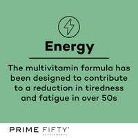 Prime Fifty Fighting Fatigue Supplement – 120 Day Supply – Energy Tablet with Vitamin B12, Magnesium & Iron for Over 50s – Co-Enzyme & C,D&B Vitamins
