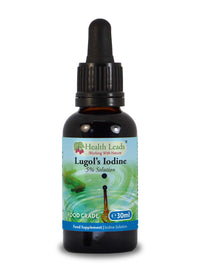 Health Leads ...Working With Nature Lugols 5% Iodine Solution 30ml, True 5% Liquid Formulation, Bulb Pipette for Easy & Accurate Dispensing, Formulated & Made in Wales