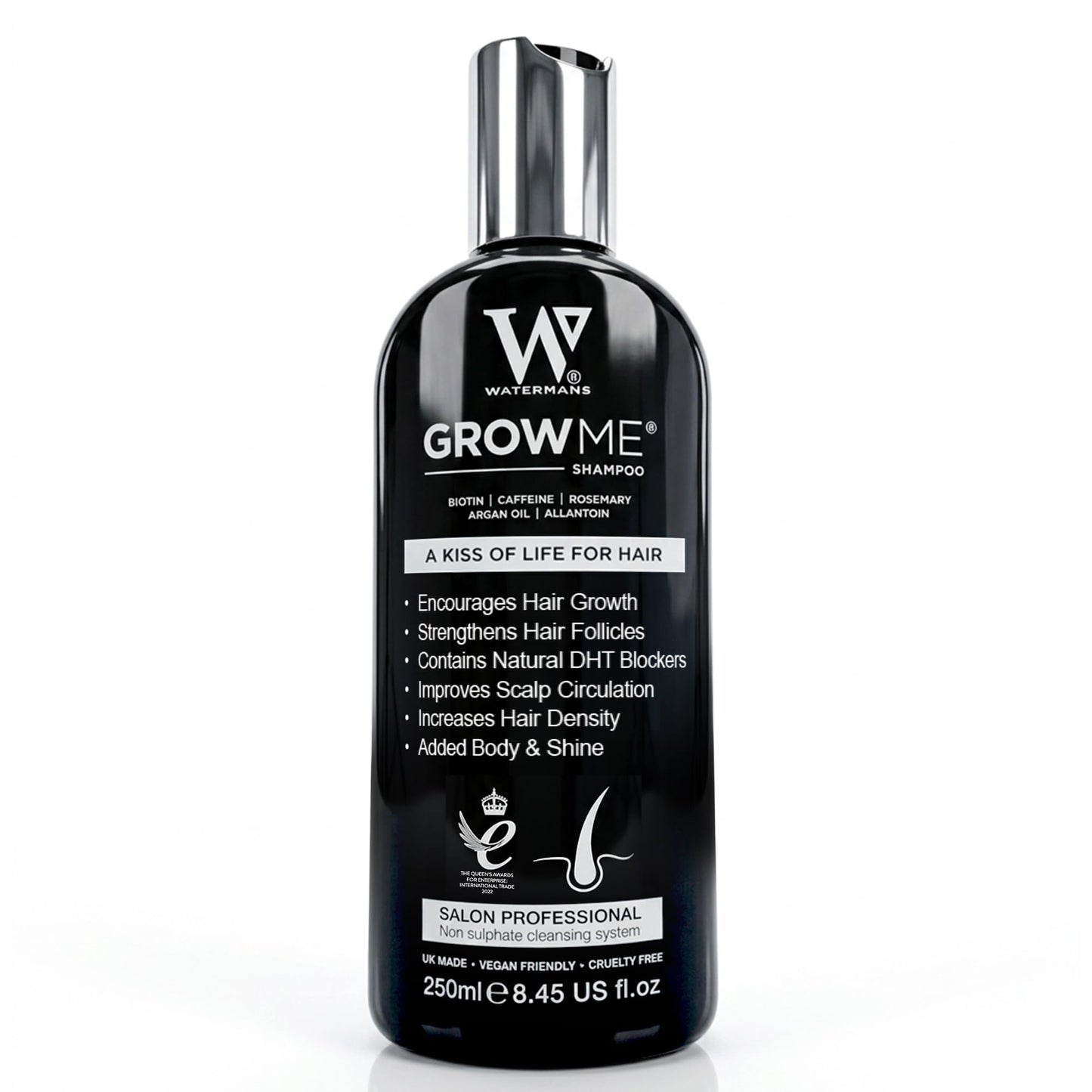WATERMANS Watermans Grow Me® Hair Growth Shampoo - Not just a Caffeine Shampoo we include Biotin, Argan Oil, Rosemary, Niacinamide. Hair Thickening Treatment for Women & Men with progressed thinning.