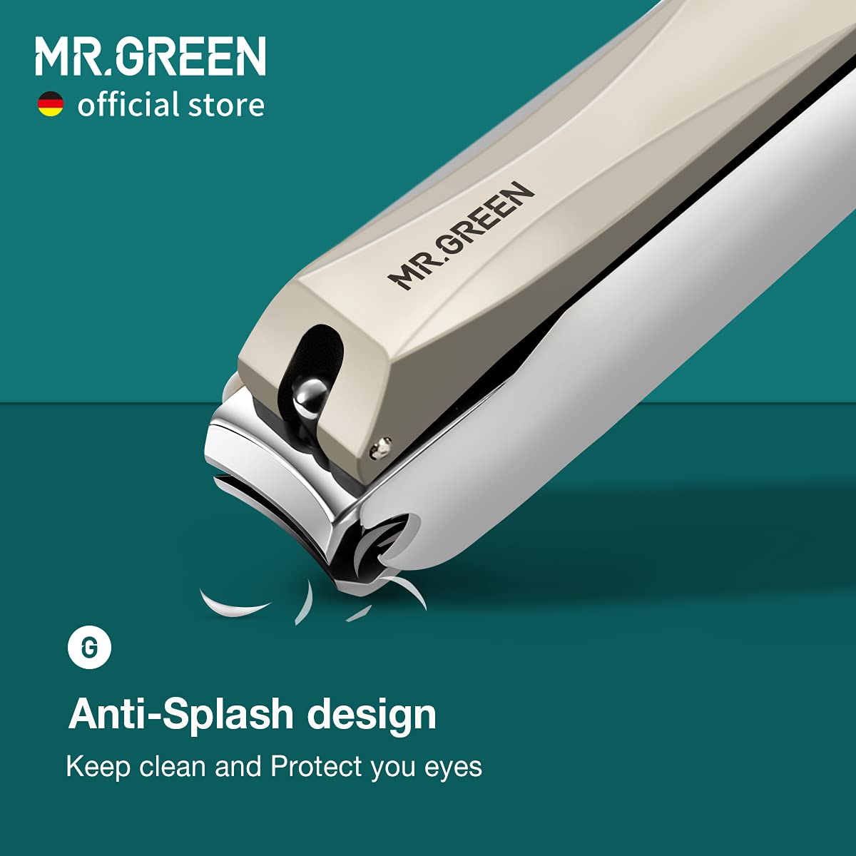 MR.GREEN Nail Clippers Anti Splash Fingernail Cutter Stainless Steel Manicure Tools Nail Scissors Detachable Design Nail Trimmer (Medium+Glass File)