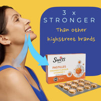 Swiss Bork SWISS BORK Orange & Vitamin C Pastilles — Highly Effective to Provide Sore Throat Relief — Ideal Pastille to Get Rid of Throat Inflammation, Dry and Phlegmy Cough (16 PCS)