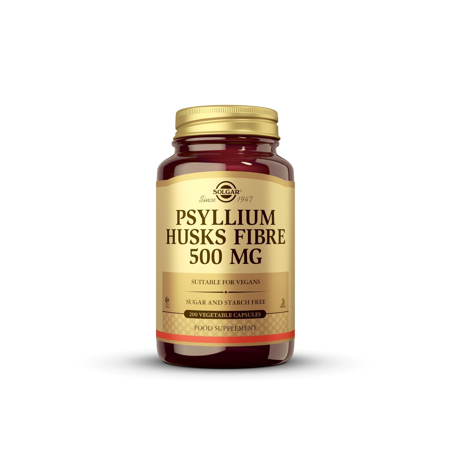 Solgar Psyllium Husks Fibre 500 mg Vegetable Capsules - Pack of 200 - High in Soluble Fibre - Vegan