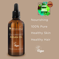 PraNaturals 100% Moroccan Pure Natural Argan Oil for Face & Body 100ml – Rich in Vitamin E for Healthy Skin, Hair & Nails – Food Grade, No Parabens or SLS – Vegan & Cruelty-Free