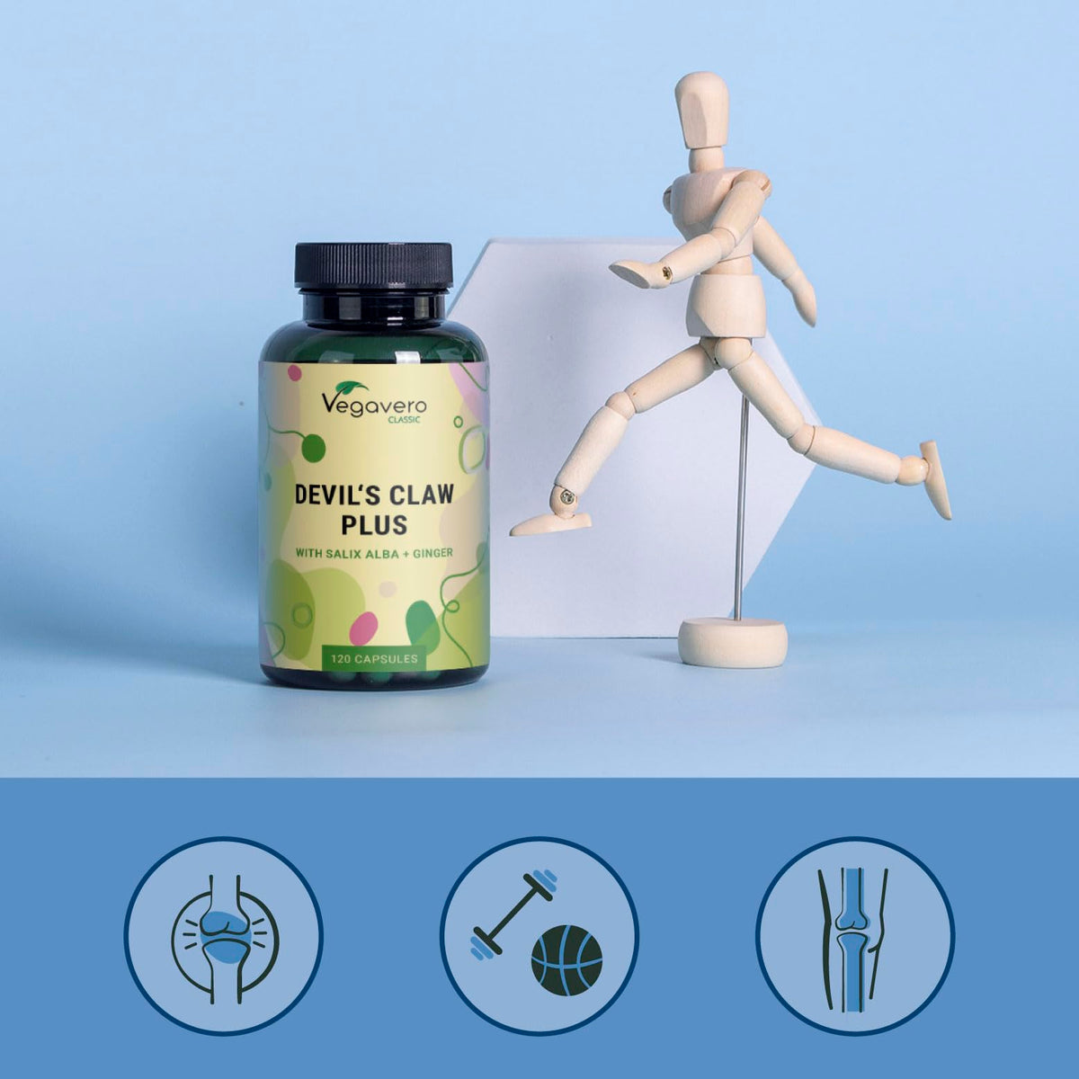 Vegavero Devil’s Claw | 4400 mg (8:1) Extract | NO Additives, Lab-Tested | with White Willow Bark & Ginger | Natural Joint Support | Harpagophytum with 2% Harpagoside | 120 Capsules | Vegan