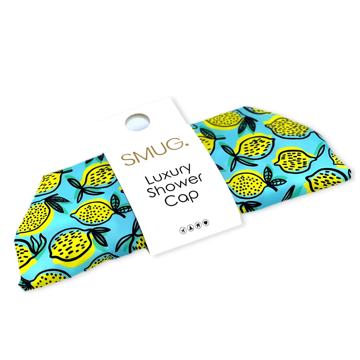 SMUG Shower Cap | Waterproof Shower Cap with Elastic Lining | Four Prints Available | Showers, Cooking, Spa Salon, Sleeping, Makeup | Shower Caps For Women UK Long Hair Short Hair | Lemon