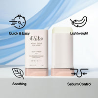 d'alba Piedmont Italian White Truffle Air Fit Fresh Stick SPF 50+ PA++++, Vegan Sunstick, Non-Sticky, Silky Powdery Finish, On-the-Go Sun Protection, Korean Skin Care (19g)